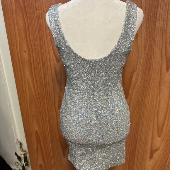 Charlotte Russe Silver Sequin Sleeveless Mini Dress M Medium Cocktail Party - Picture 5 of 6